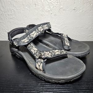 Teva Hurricane 4 Women's 7 Black Floral All Terrain Sport River Sandals Shoe